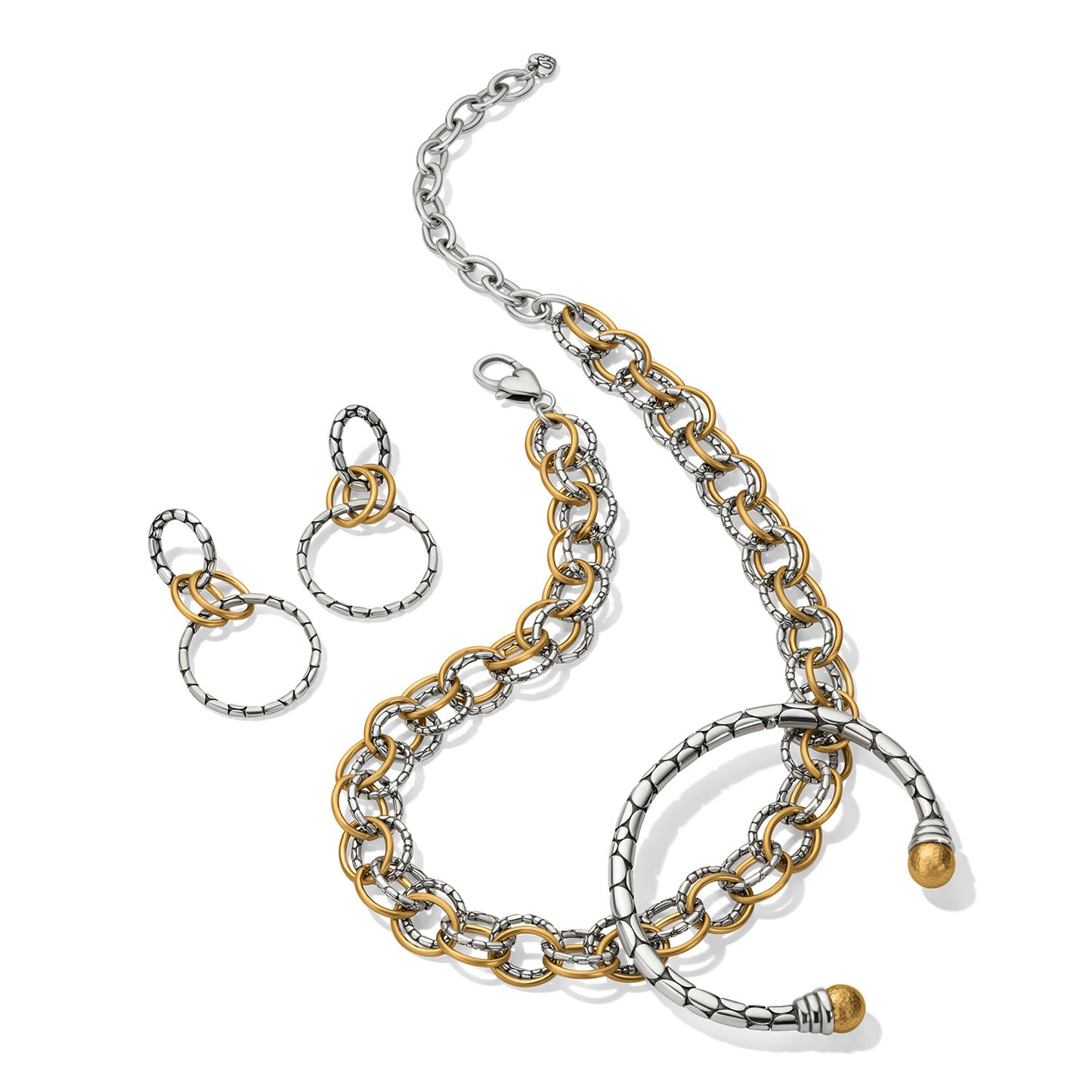 Pebble Link Two Tone Necklace - Brazos Avenue Market 