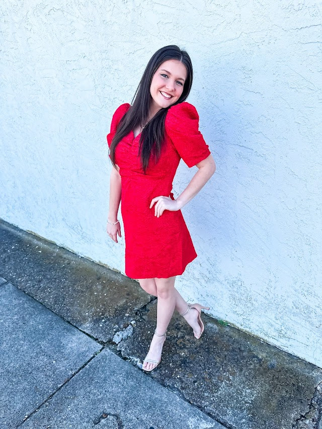 Red Rose Mini Dress - Brazos Avenue Market 