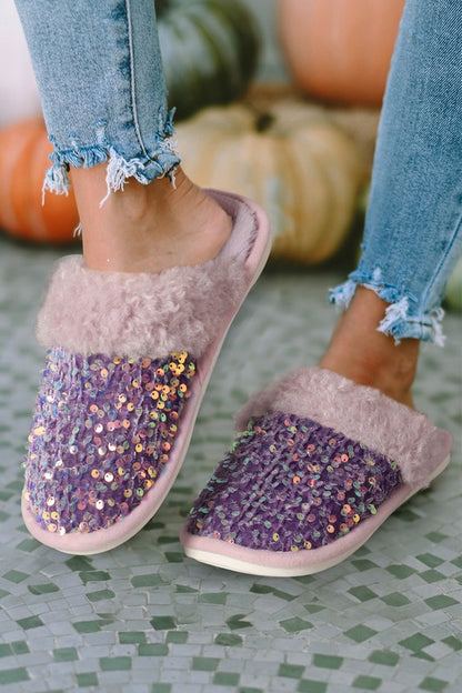 Purple Sequin Slippers