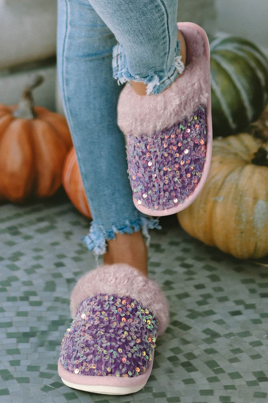 Purple Sequin Slippers - Brazos Avenue Market 