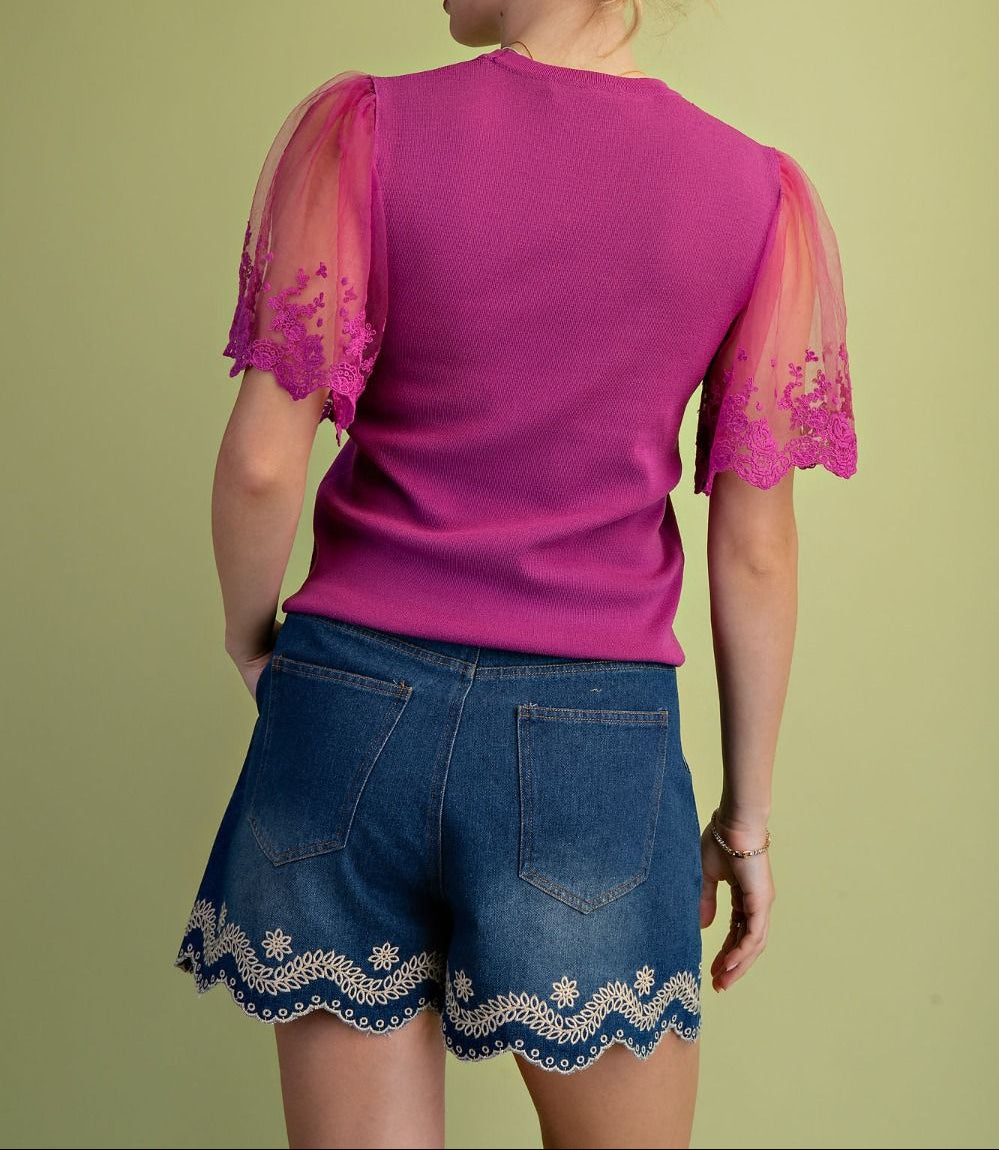 Orchid Lace Sleeve Top