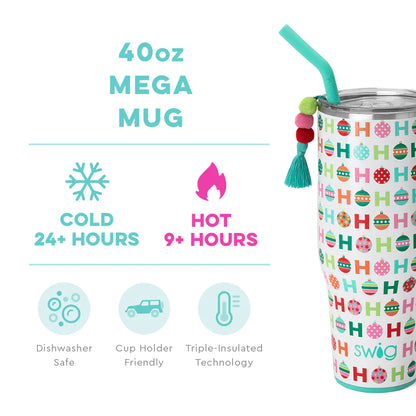 Swig 40 Oz Stainless Steel Mega Mug With Handle Lid and Straw With