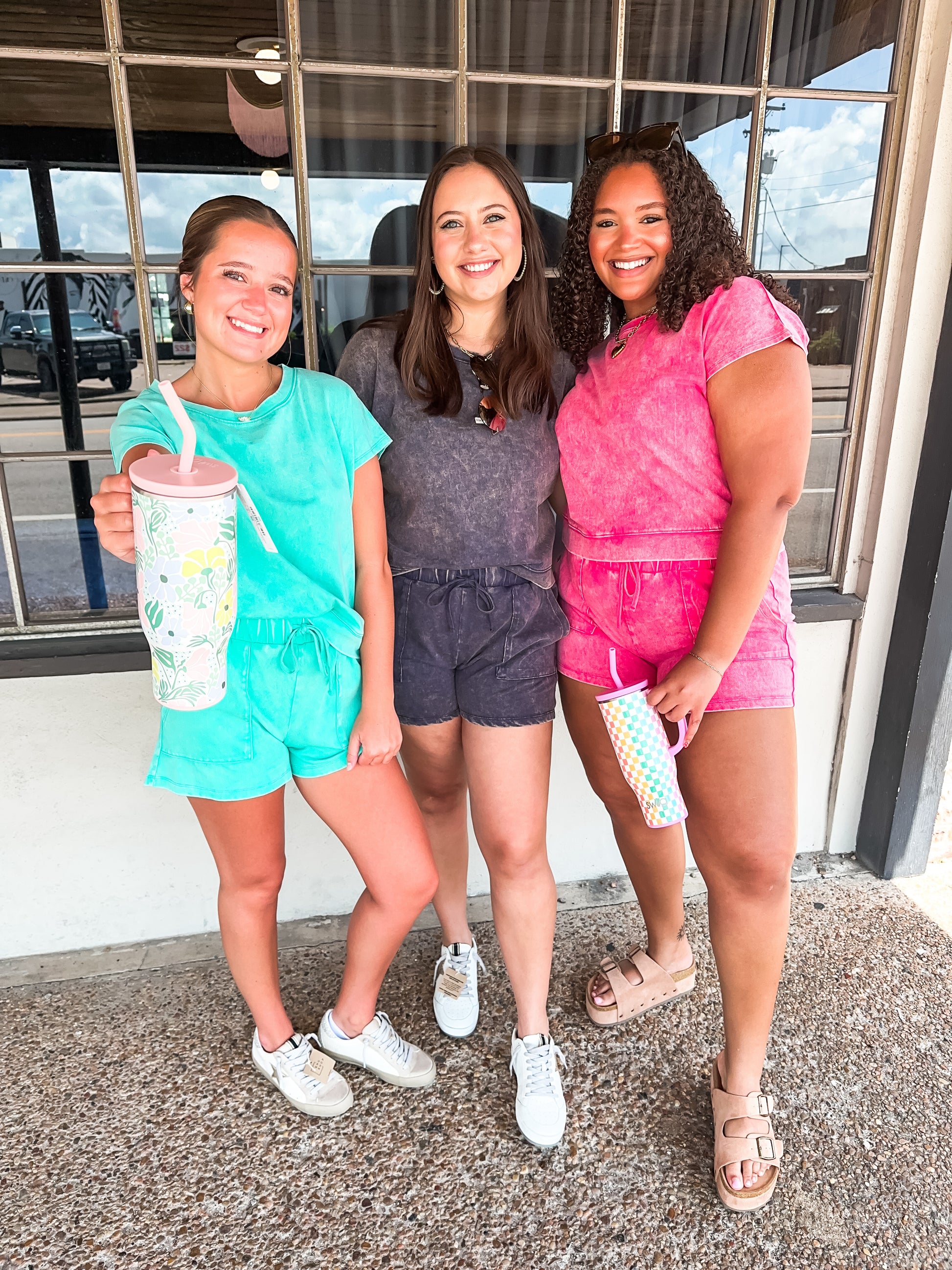 Washed Short Sleeve Top & Shorts Set - Brazos Avenue Market 