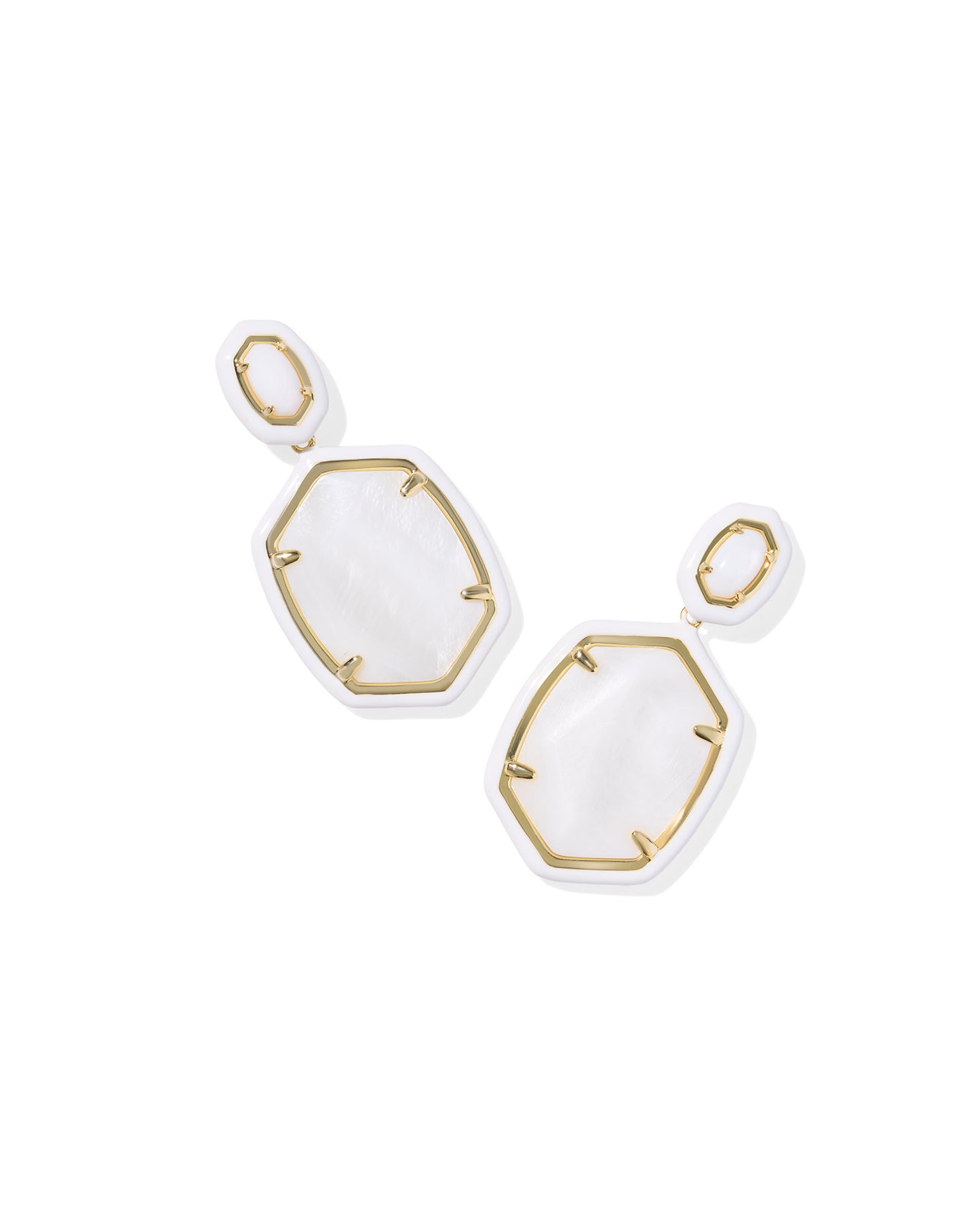 Daphne Enamel Frame Gold Drop Earrings - Brazos Avenue Market 