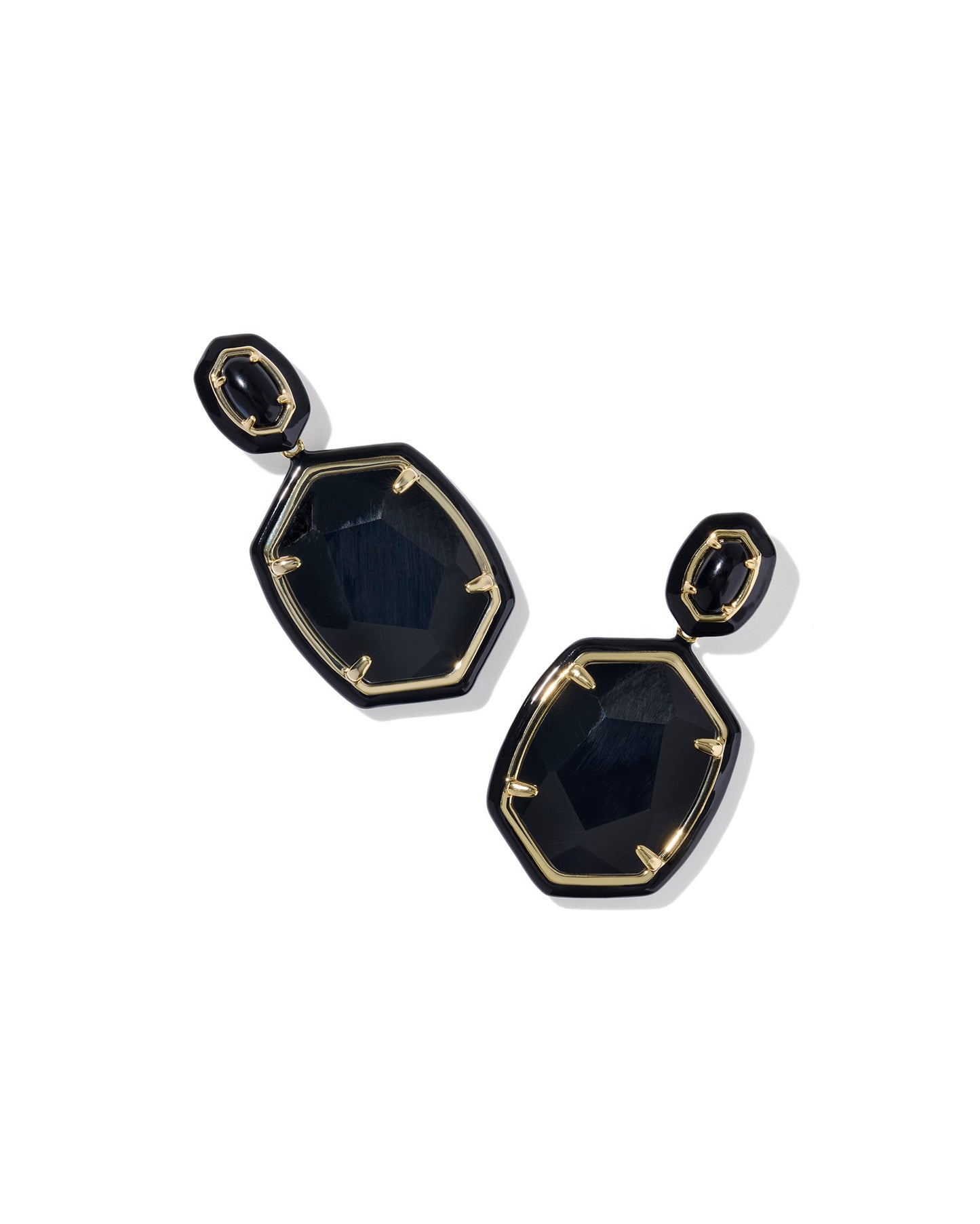 Daphne Enamel Frame Gold Drop Earrings - Brazos Avenue Market 
