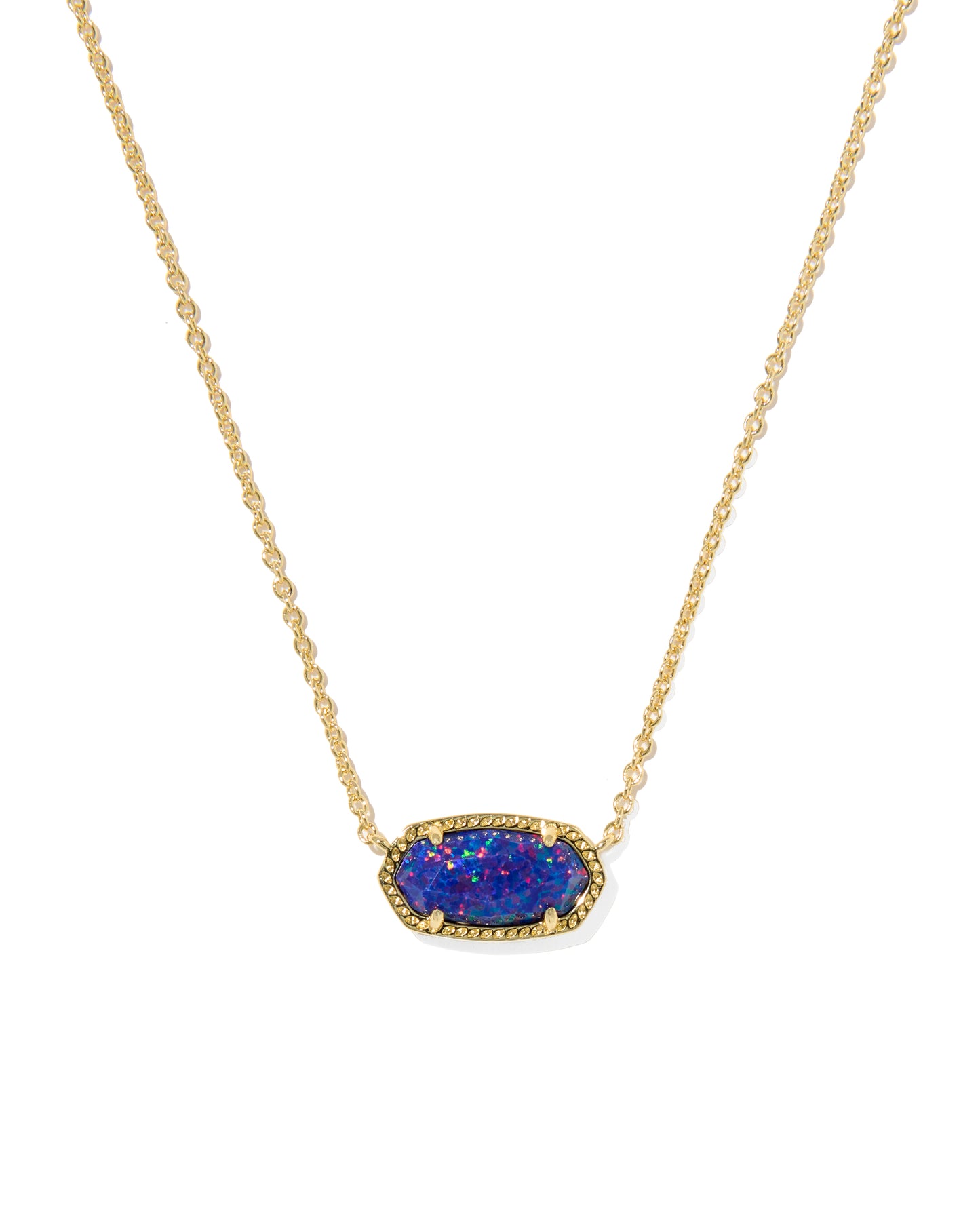 Elisa Gold Pendant Necklace - Indigo Kyocera Opal