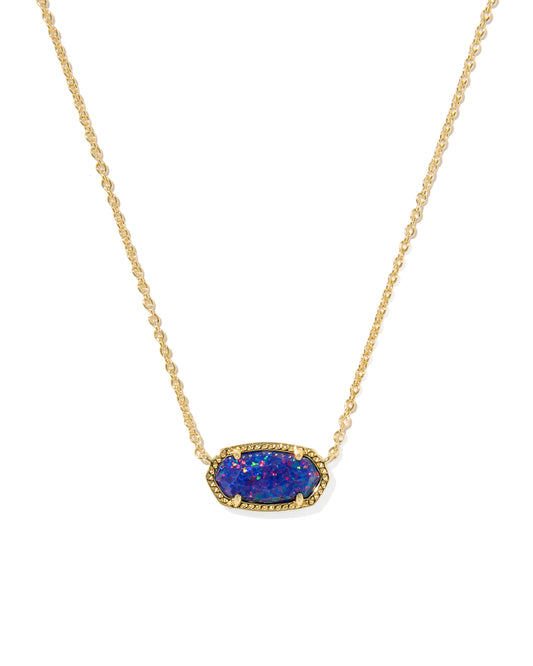 Elisa Gold Pendant Necklace - Indigo Kyocera Opal