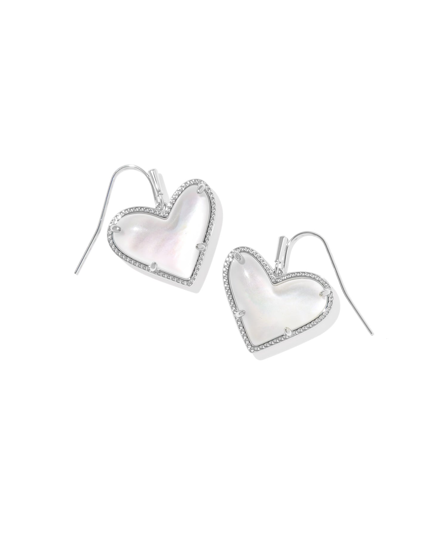 Ari Heart Statement Silver Drop Earrings - Brazos Avenue Market 