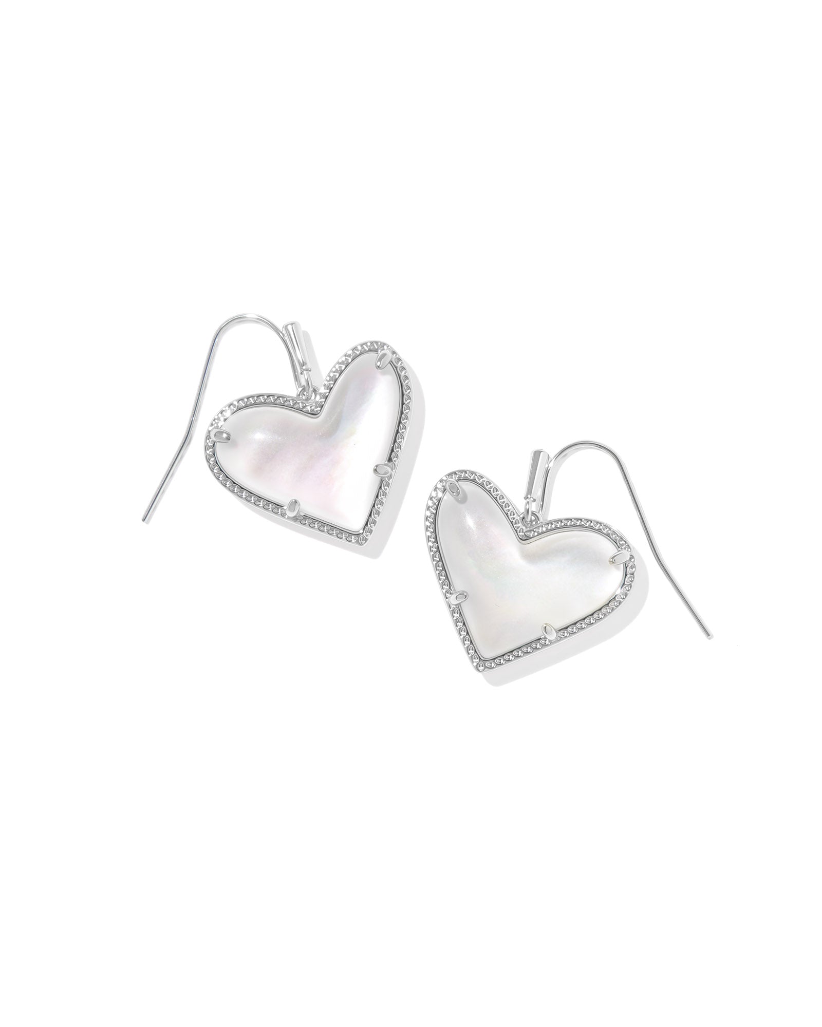 Ari Heart Statement Silver Drop Earrings - Brazos Avenue Market 