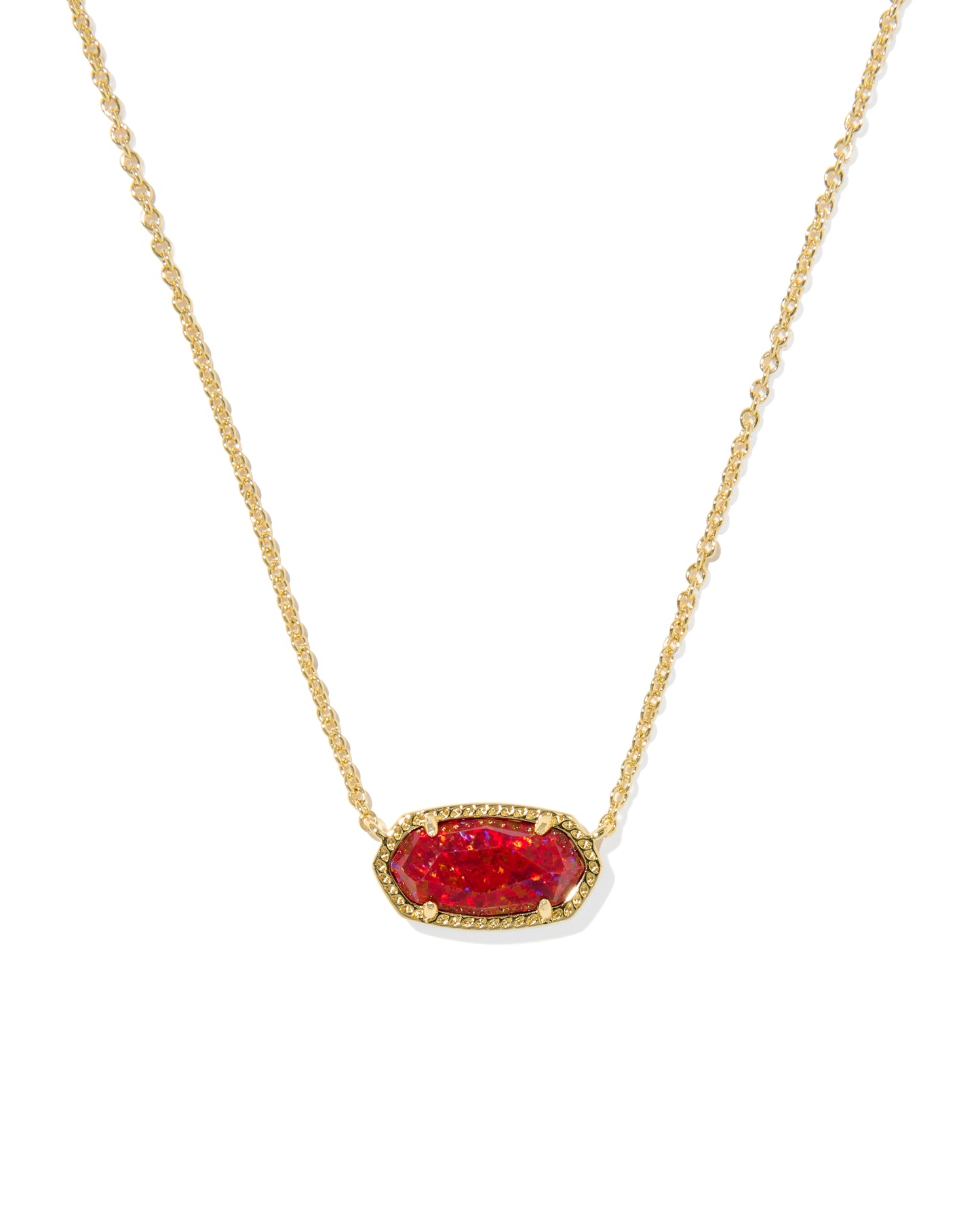 Elisa Pendant Necklace -  Red Kyocera Opal