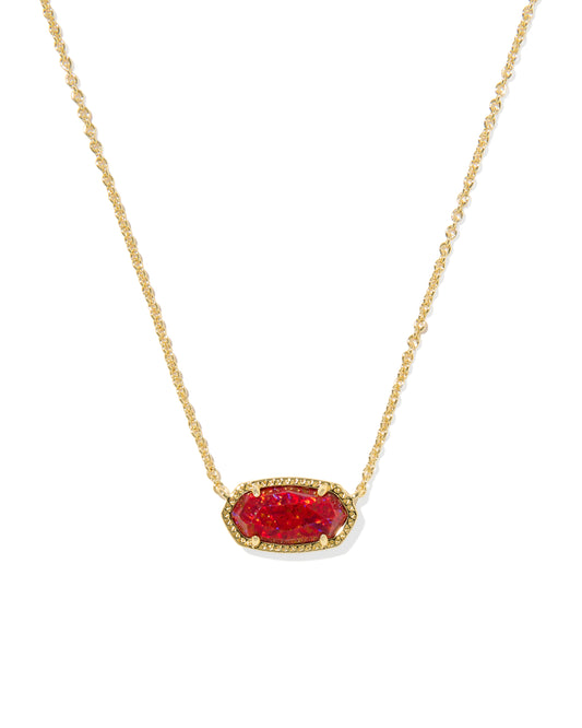 Elisa Pendant Necklace -  Red Kyocera Opal