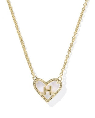Heart Letter Ivory Mother of Pearl Short Pendant Necklace - Brazos Avenue Market 