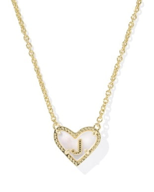 Heart Letter Ivory Mother of Pearl Short Pendant Necklace - Brazos Avenue Market 
