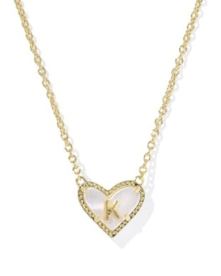 Heart Letter Ivory Mother of Pearl Short Pendant Necklace - Brazos Avenue Market 