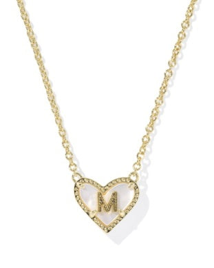 Heart Letter Ivory Mother of Pearl Short Pendant Necklace - Brazos Avenue Market 