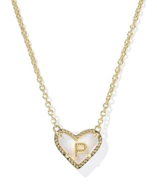 Heart Letter Ivory Mother of Pearl Short Pendant Necklace - Brazos Avenue Market 