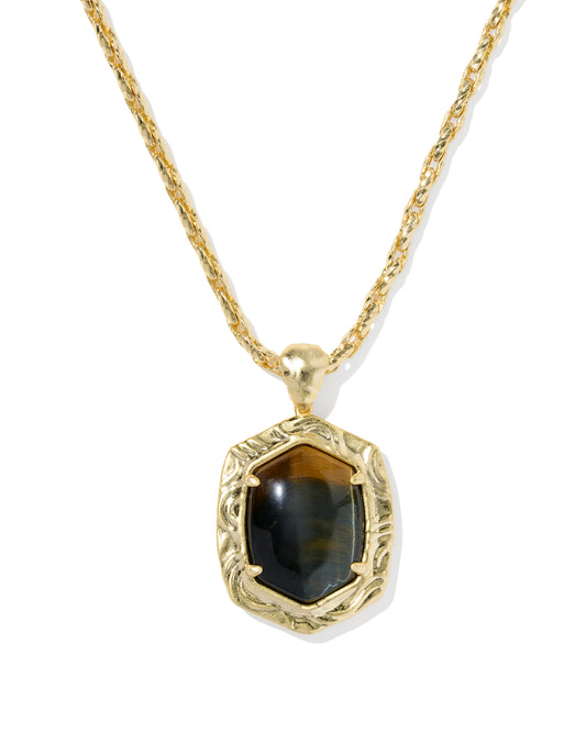 Tiger Striped Daphne Small Long Pendant Necklace