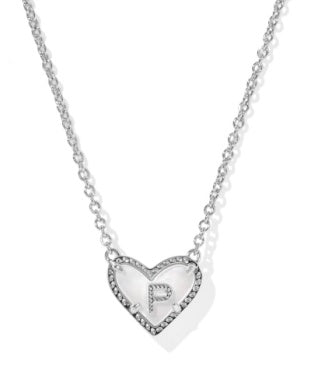 Heart Letter Ivory Mother of Pearl Short Pendant Necklace - Brazos Avenue Market 