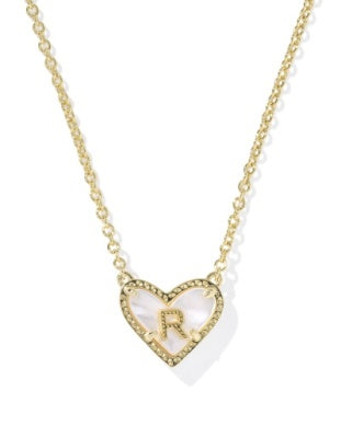 Heart Letter Ivory Mother of Pearl Short Pendant Necklace - Brazos Avenue Market 