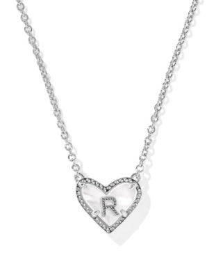 Heart Letter Ivory Mother of Pearl Short Pendant Necklace - Brazos Avenue Market 