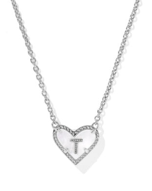 Heart Letter Ivory Mother of Pearl Short Pendant Necklace - Brazos Avenue Market 