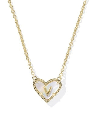Heart Letter Ivory Mother of Pearl Short Pendant Necklace - Brazos Avenue Market 