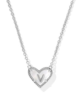 Heart Letter Ivory Mother of Pearl Short Pendant Necklace - Brazos Avenue Market 