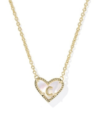 Heart Letter Ivory Mother of Pearl Short Pendant Necklace - Brazos Avenue Market 
