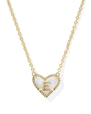 Heart Letter Ivory Mother of Pearl Short Pendant Necklace - Brazos Avenue Market 