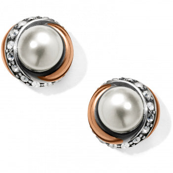 Neptune’s Rings Pearl Button Earrings