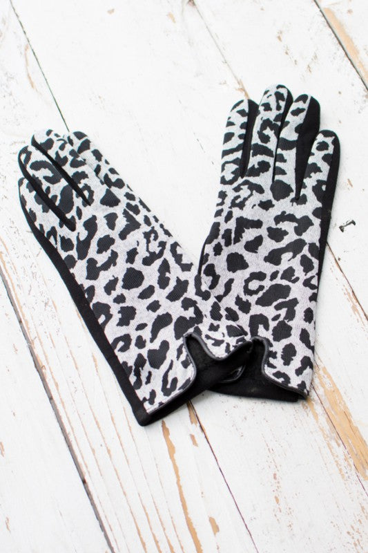 Leopard Fleece Touch Gloves