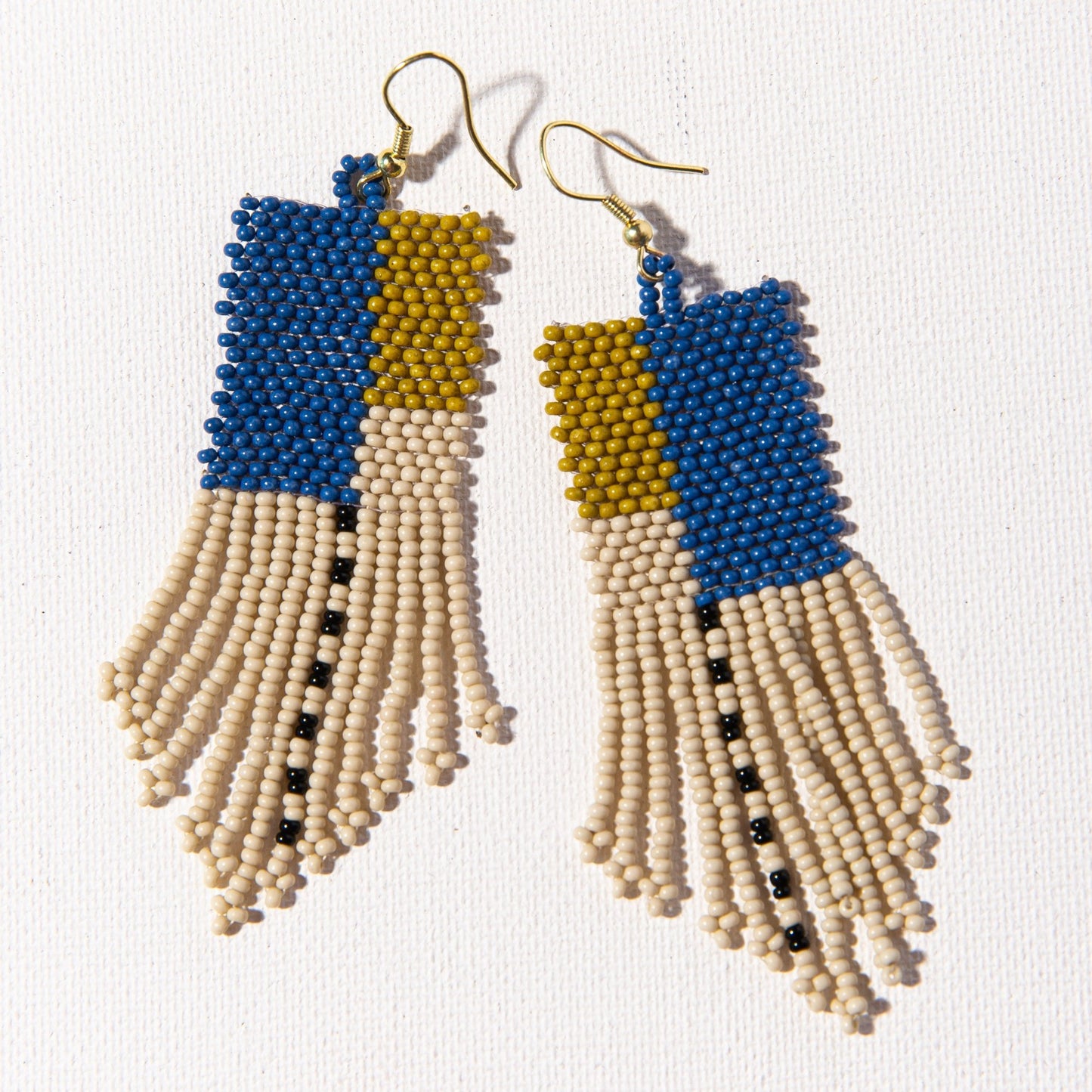 Lapis Citron And Ivory Seed Bead Earring