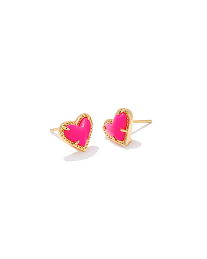 Ari Heart Neon Gold Stud Earrings