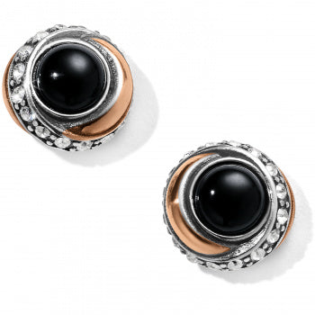 Neptune’s Rings Black Button Earrings