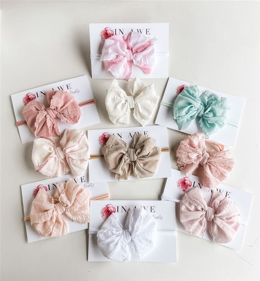 Ruffle Bow on Nylon Headband - Brazos Avenue Market 