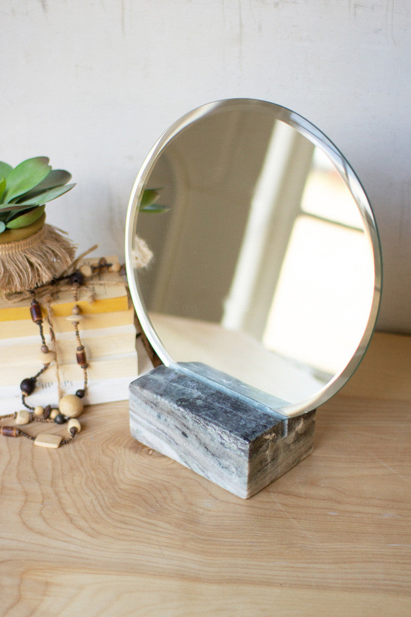 Tabletop Mirror With Grey Marble Base - Brazos Avenue Market 