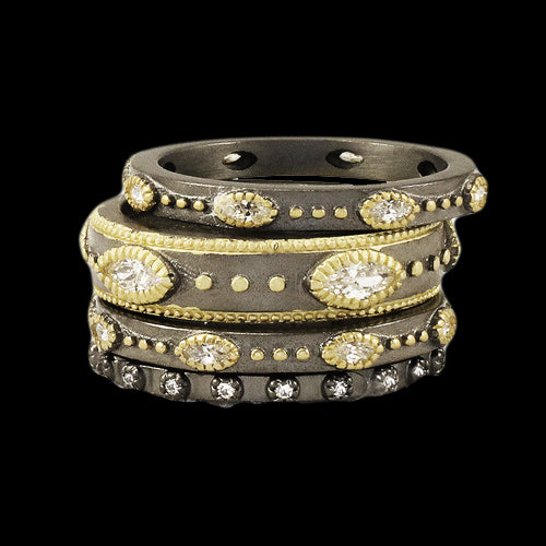 5pc Black and Gold Stackable Ring Set