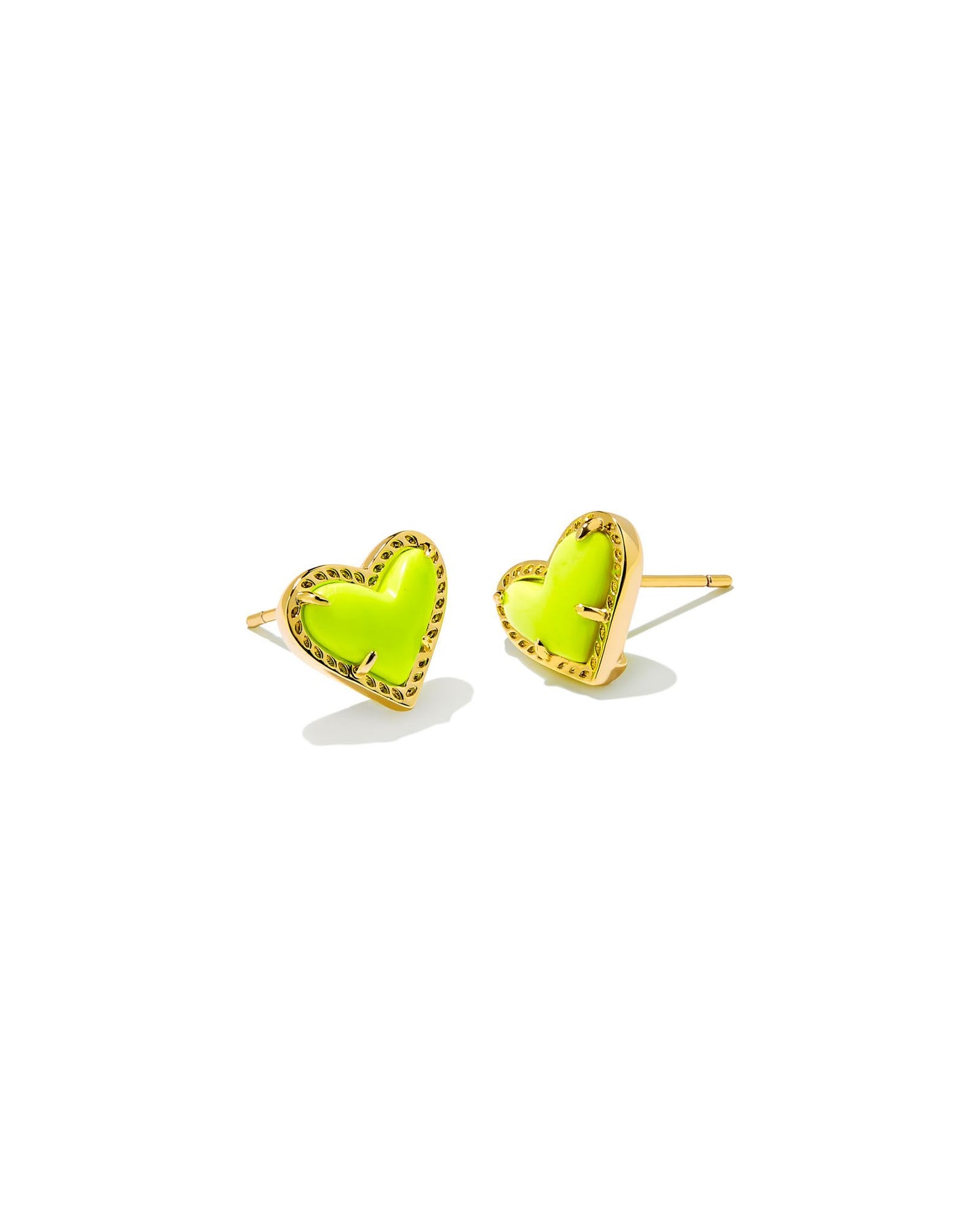 Ari Heart Neon Gold Stud Earrings
