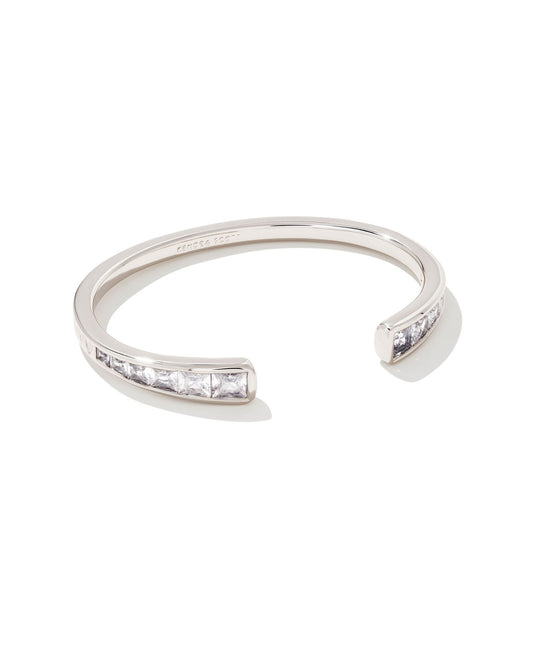 Parker Cuff Bracelet - Silver White Crystal