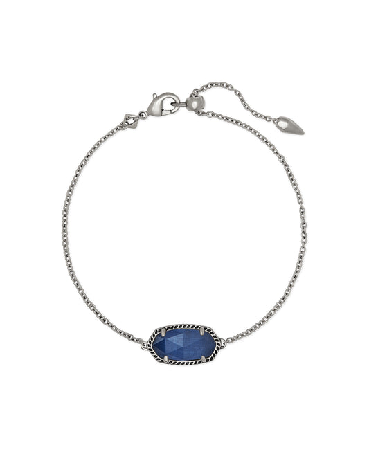 Elaina Vintage Silver Single Slide Bracelet-Navy Wood - Brazos Avenue Market 