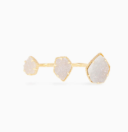 Naomi Gold Double Ring-Iridescent Drusy