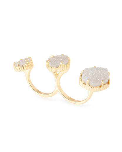 Naomi Gold Double Ring-Iridescent Drusy