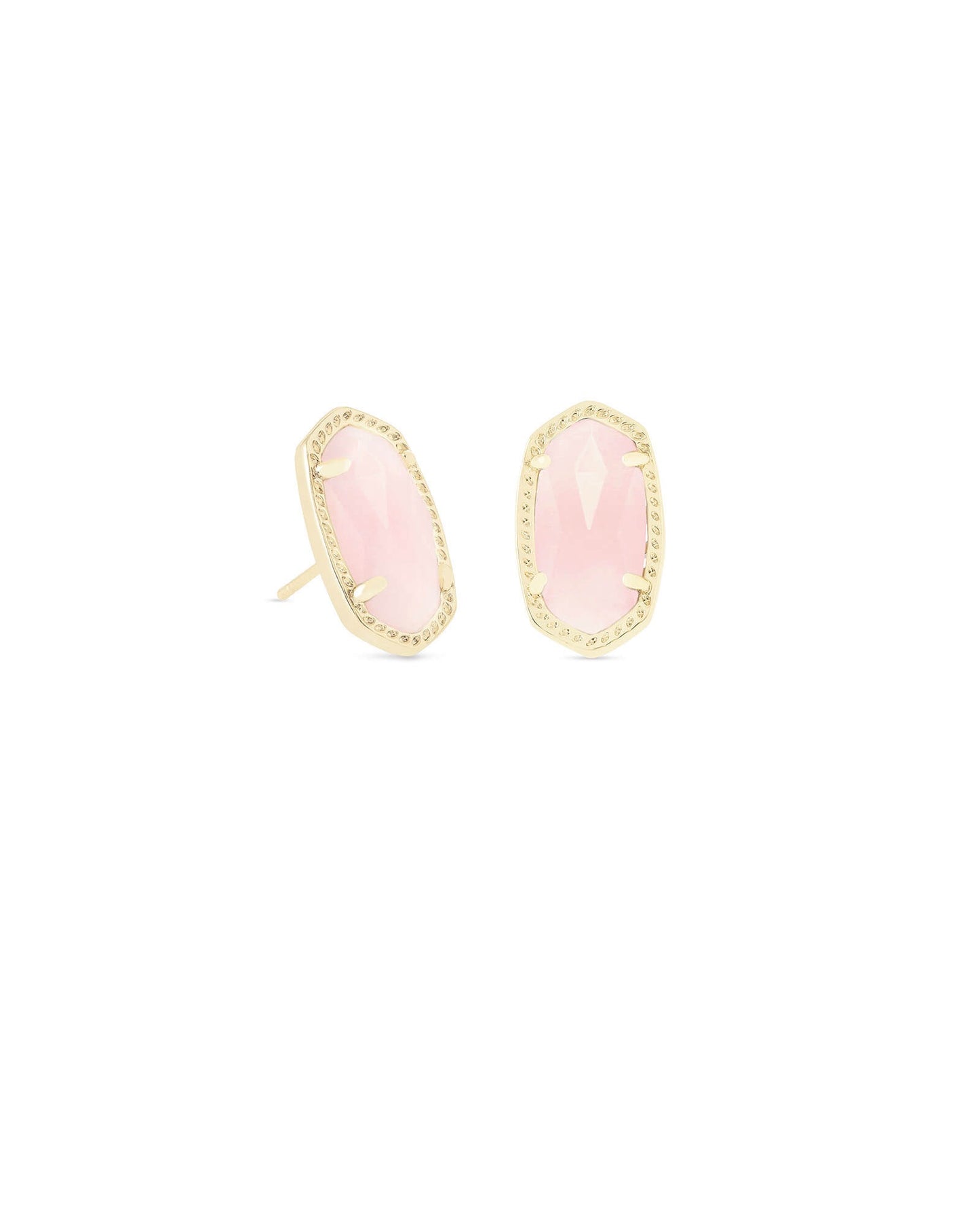 Ellie Gold Stud Earrings-Rose Quartz - Brazos Avenue Market 