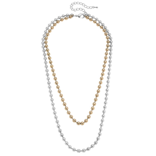 Luna Layered Ball Chain Necklace in Mixed Metals - Brazos Avenue Market 