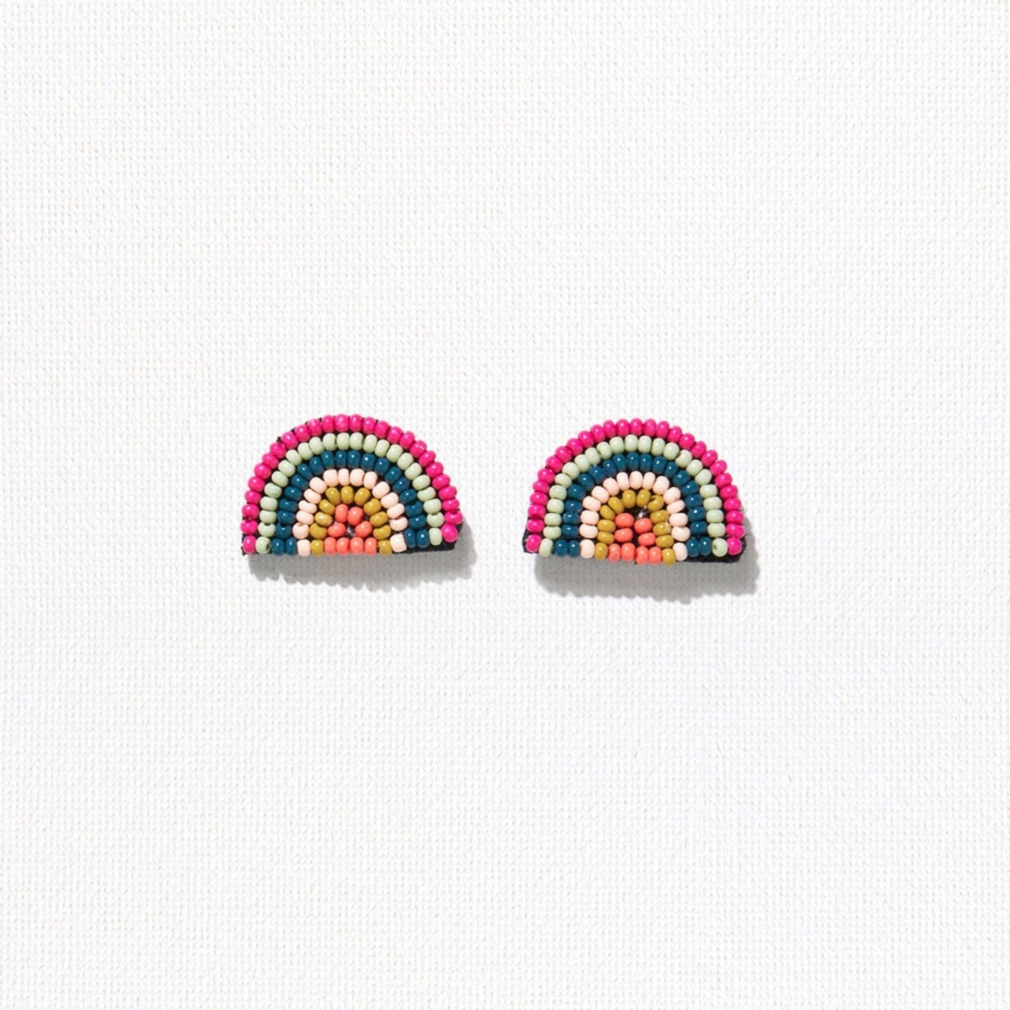 Pink Mint Seed Bead Rainbow Post Earrings