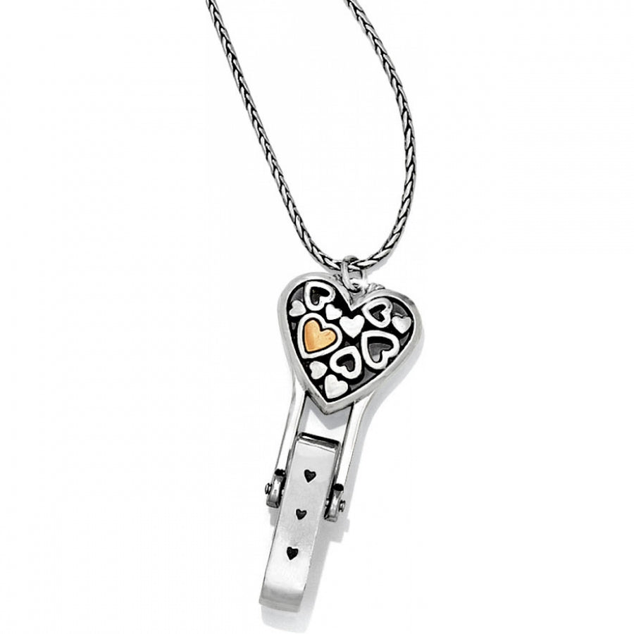 Floating Heart Badge Clip Necklace - Brazos Avenue Market 