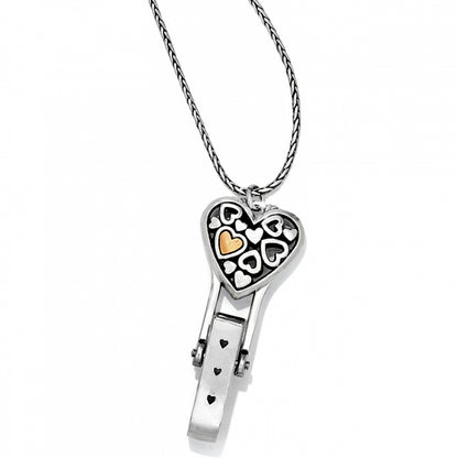 Floating Heart Badge Clip Necklace - Brazos Avenue Market 