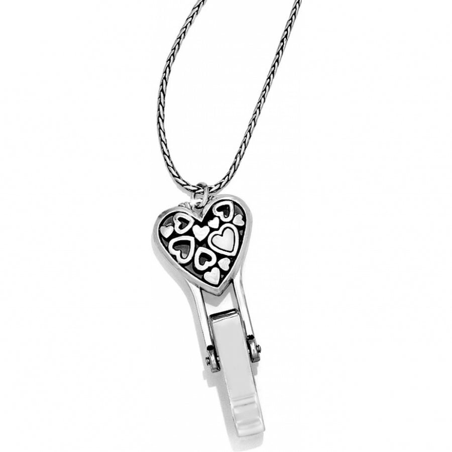 Floating Heart Badge Clip Necklace - Brazos Avenue Market 