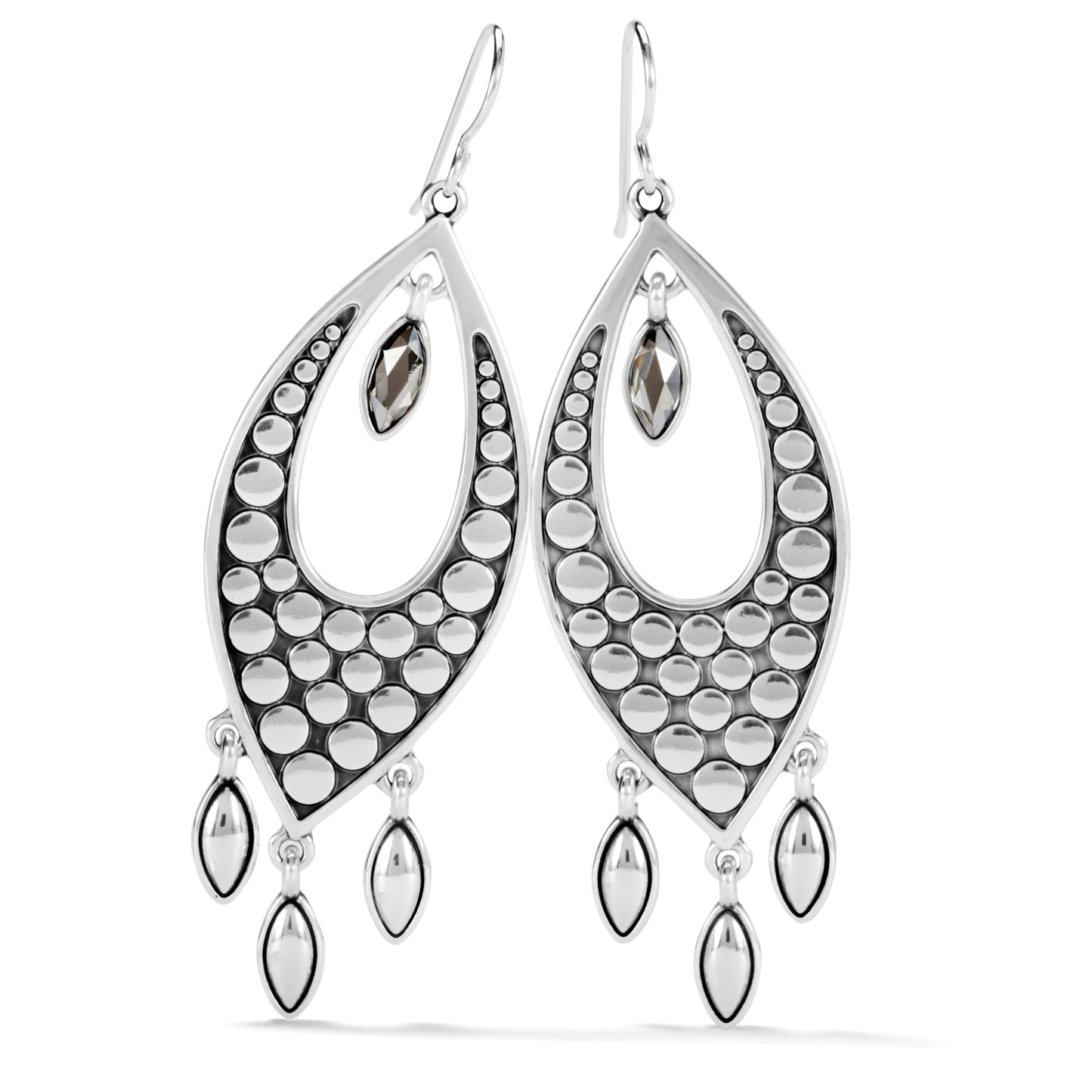 Pebble Disc Marquise Statement French Wire Earrings