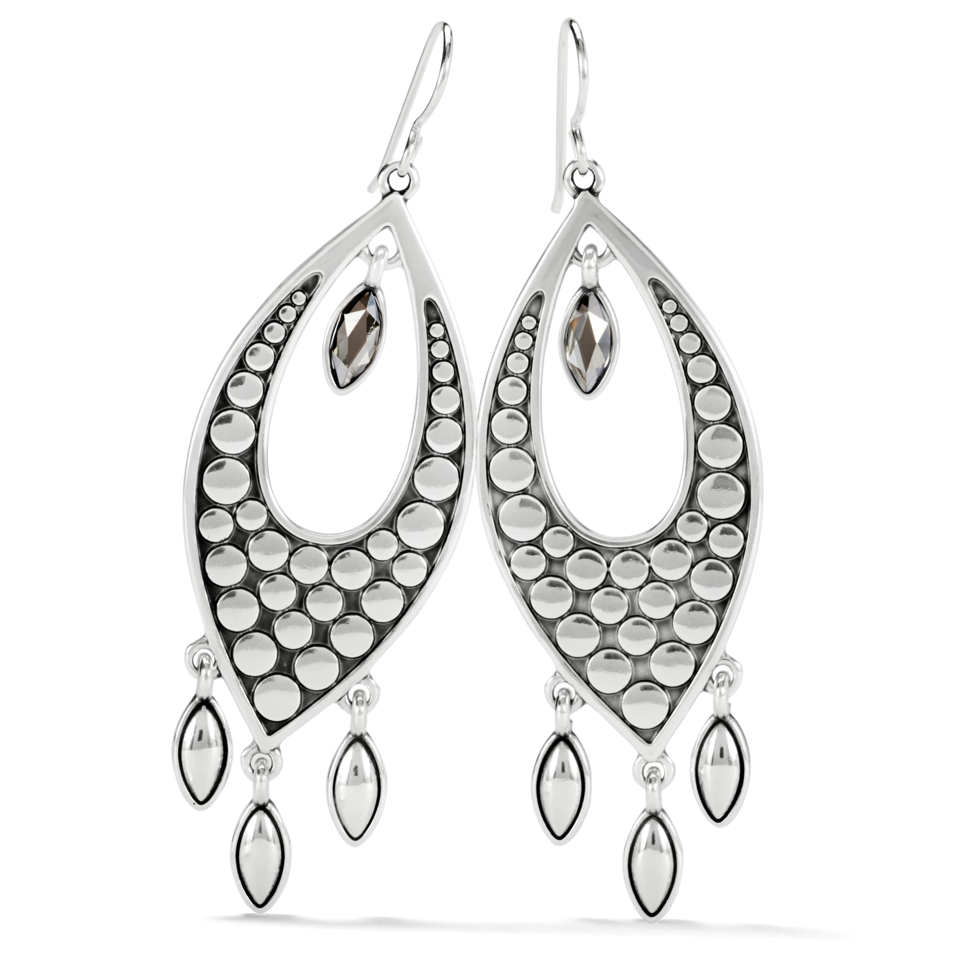 Pebble Disc Marquise Statement French Wire Earrings - Brazos Avenue Market 